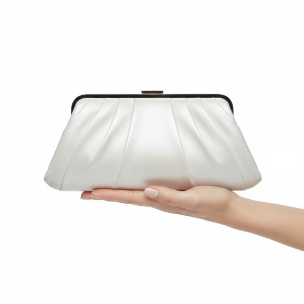 White Pleated Evening Clutch